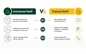 trade show booth staff training vs untrained staff