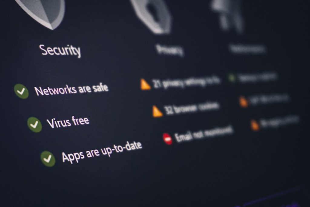 Close-up dashboard illustrating security and privacy monitoring within ai marketing tools.
