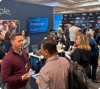 expo attendees and booths