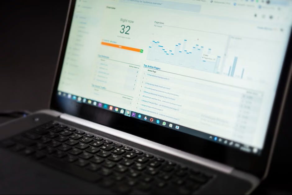 laptop analytics dashboard supporting measurement in a go to market strategy template.
