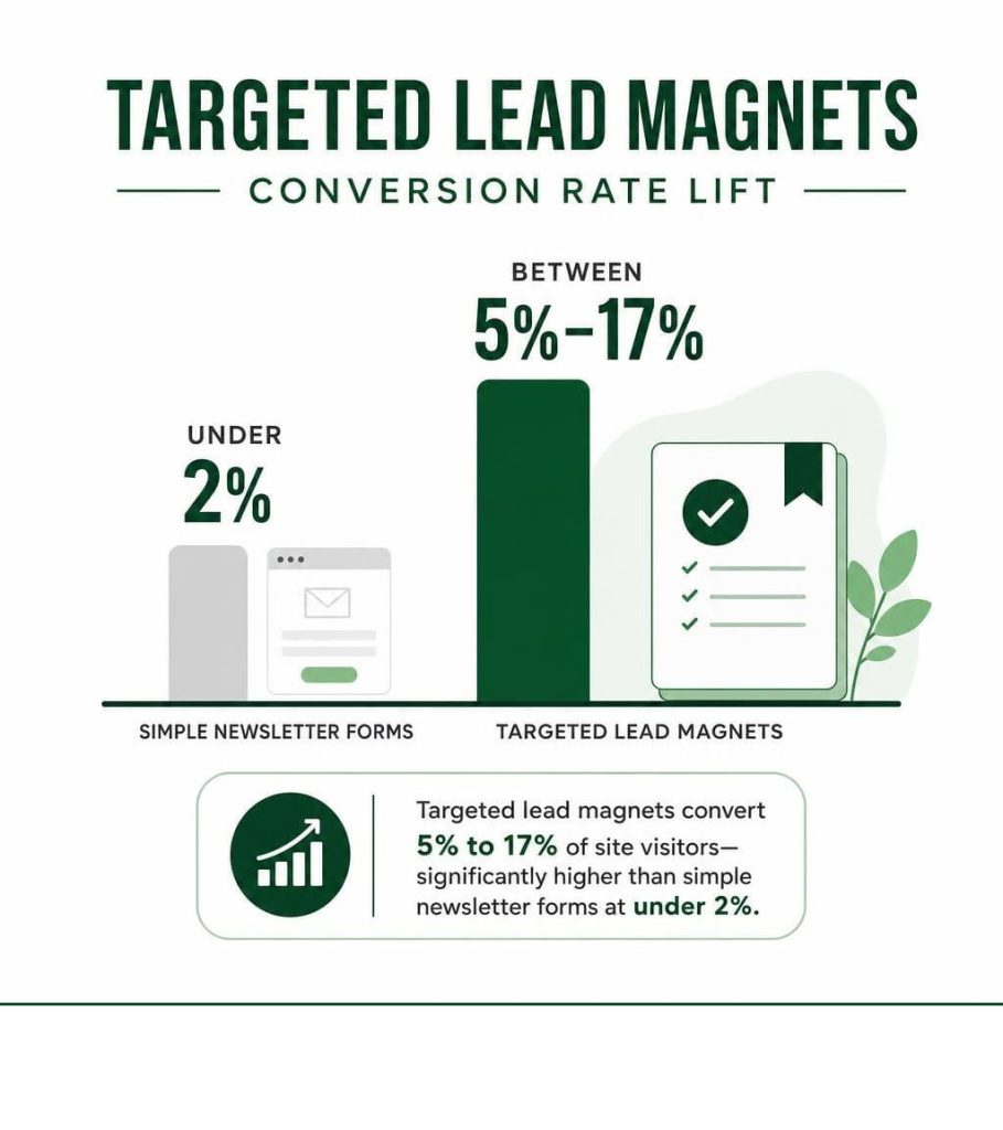 lead magnet ideas conversion rate comparison between targeted offers and simple newsletter forms.