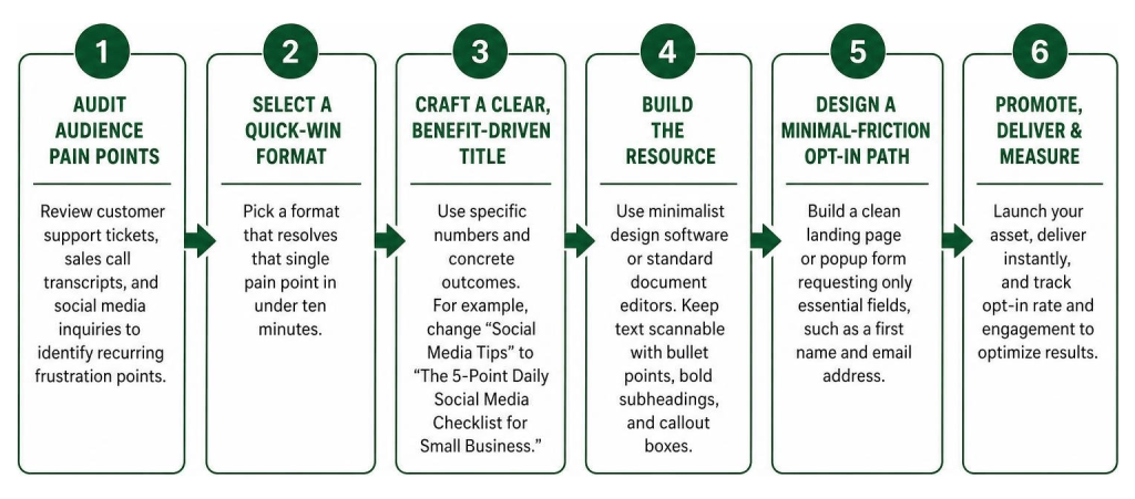 lead magnet ideas six-step workflow for creating and launching a high-converting free resource.