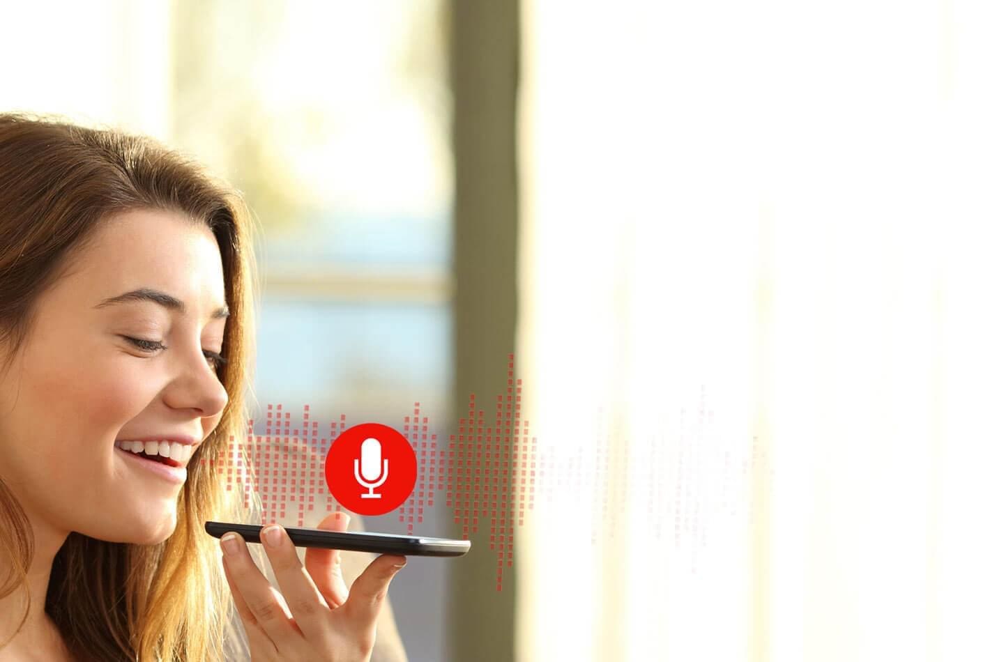Girl talking to voice_recognition